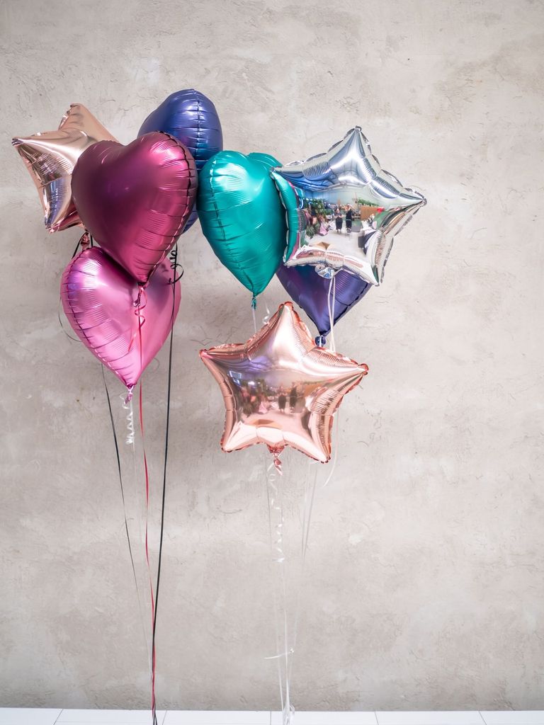 Foliniai balionai žvaigždutės širdelės švenčių dekoravimui