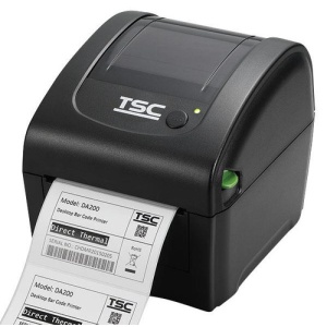 Etiketės spausdintuvas su spausdinta etikete.