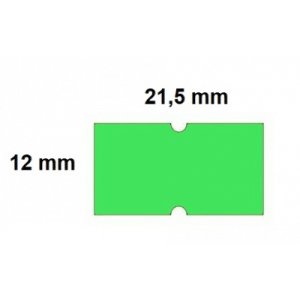 Žalias dalių jungties detalės vaizdas su išmatavimais - 21,5 mm ilgio ir 12 mm aukščio.