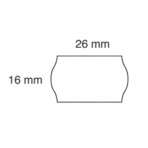 Geometrinė figūra su išmatavimais: 16 mm aukštis ir 26 mm plotis.