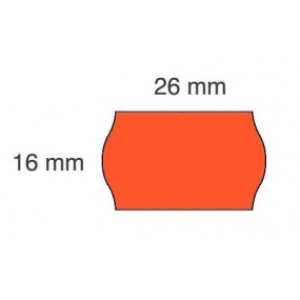 Oranžinės spalvos objektas, formos primenančios arką arba stilizuotą vazą, su matmenų žymėmis - plotis 26 mm, aukštis 16 mm.