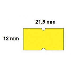 Geltonas dėlionės detalės fragmentas su išmatavimais: plotis - 21,5 mm, aukštis - 12 mm.