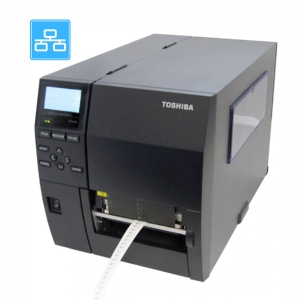 Juoda Toshiba etikečių spausdintuvo nuotrauka.