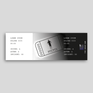 Lojalumo kortelės dizaino maketas, kurio fone vaizduojamas atspindintis paviršius ir žmogaus siluetas, su teksto ir taškų skiltimis.
