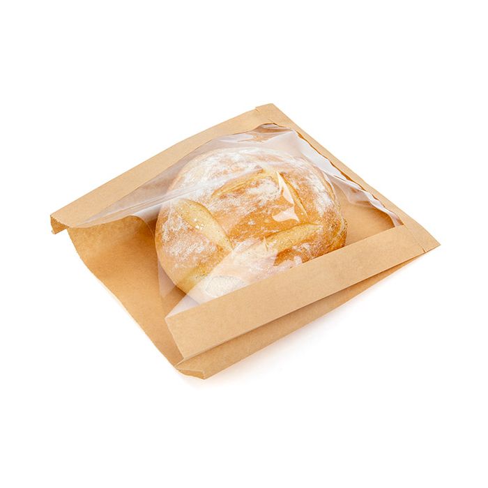 Kraft maišeliai su langeliu duonos ir konditerijos gaminiams, tinka pakuoti arbatžoles.