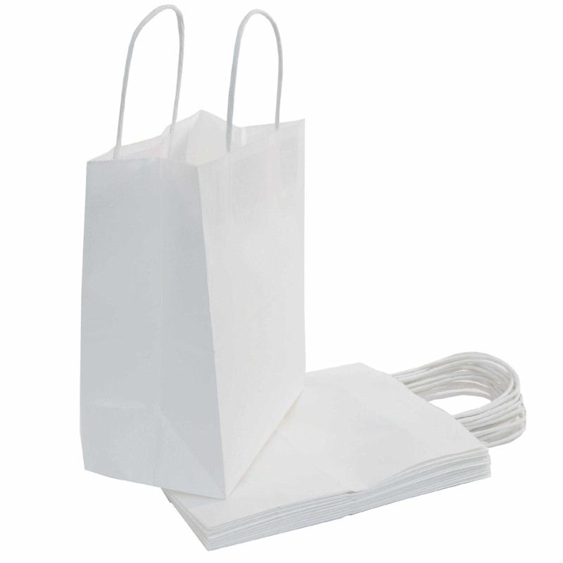popierinis maišelis su suktomis popierinėmis rankenėlėmis