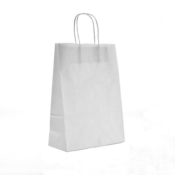 Pilkas popierinis maišelis su rankenėlemis